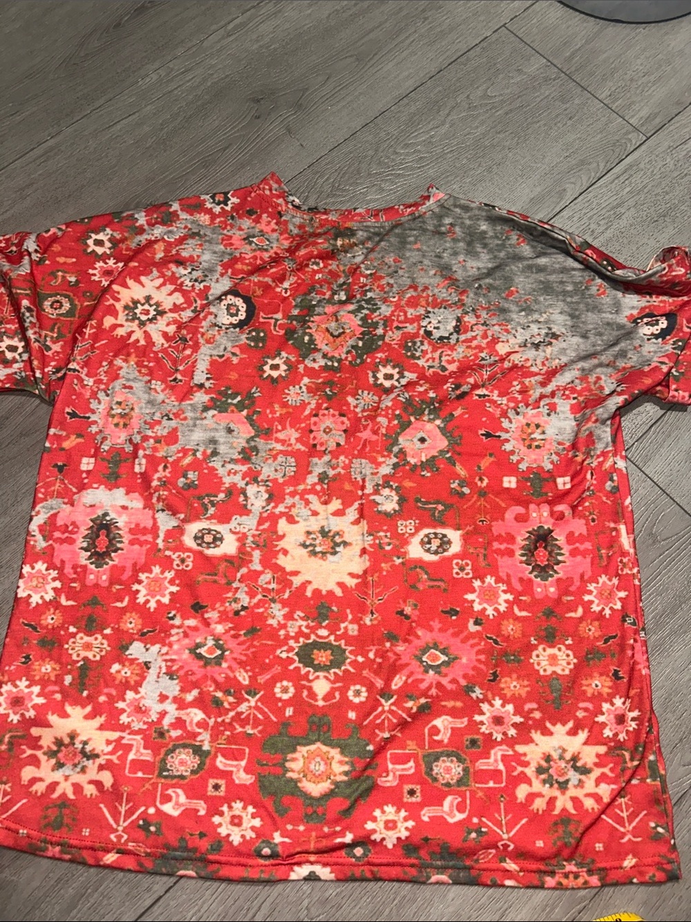 Set of 2 Floral Sleeveless Blouse Duo - Coral & Red tee with buttons size XL - Picture 11 of 11